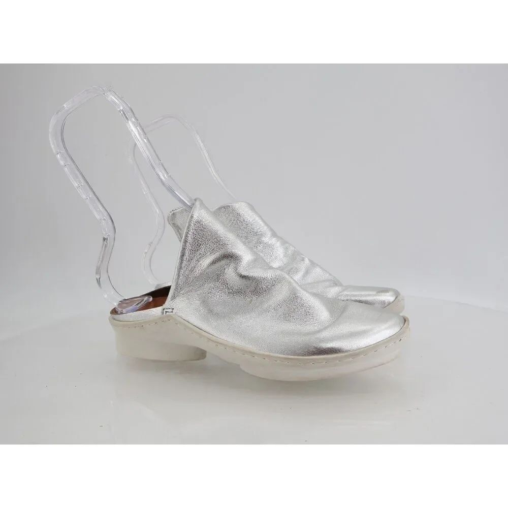 Trippen Plunge Mules Size 35 5 Silver Leather Comfy Shoes Slipper Slip On